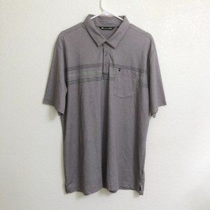 Travis Mathew Polo Shirt Adult XL Purple Black Gray Striped Mens